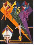Dancing girls in colourful rays Ernst Ludwig Kirchner